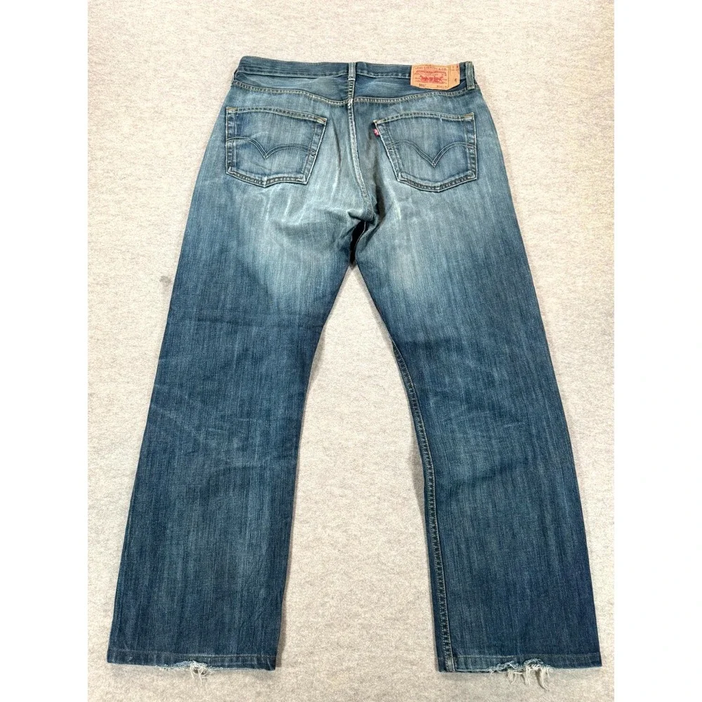 Levi's 501 Straight Leg Jeans Mens 38x34 Blue Denim Button Fly Grunge 00501-0154